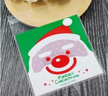 100pcs Рождество Санта Снег торт, печенье, сладости сладкие вечерние Пластиковые Конфеты мешочек для печенья подарочные пакеты подарочные целлофановые пакеты - Цвет: 100pcs