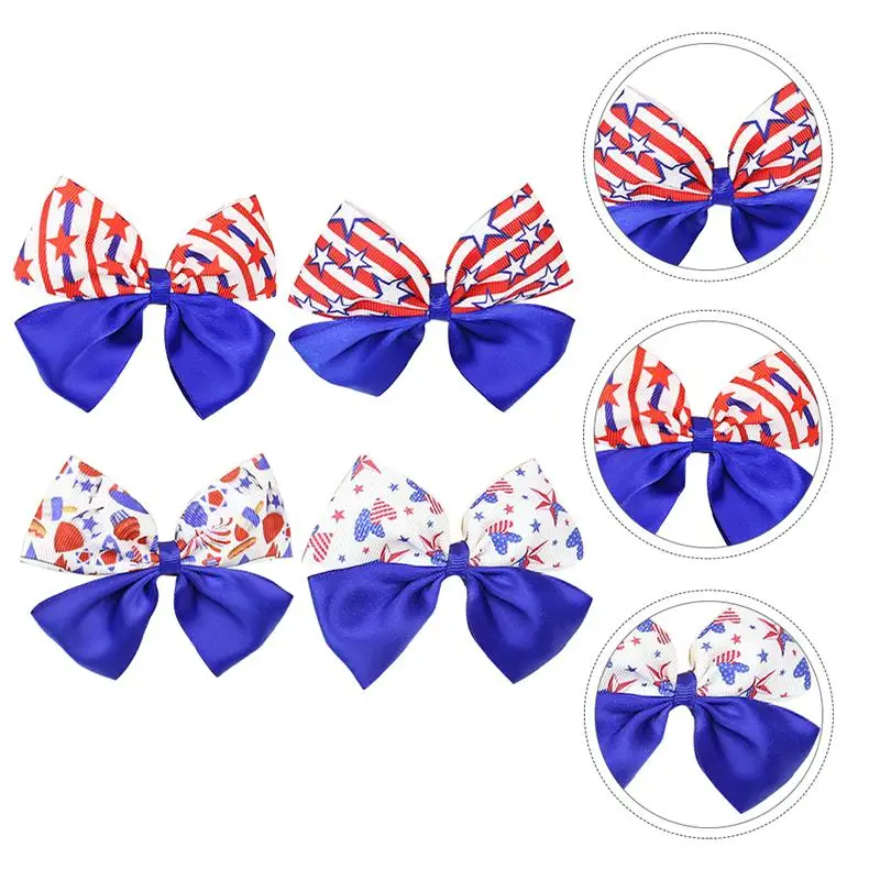 

4Pcs Bowknot Hair Clips Colorful Hair Accessories Festival Headwear Decor
