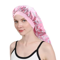 popular long braid hair satin nightcap elastic wide edge long tube hair protection cap chemotherapy hat hijab cap