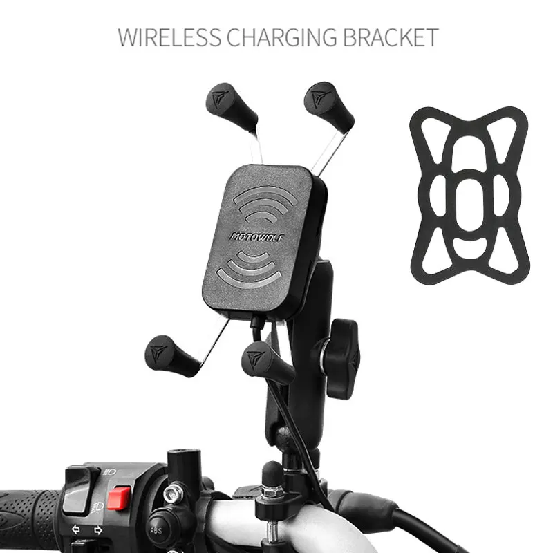 motorcycle mobile phone holder wireless charger gps mount stand aluminum alloy bracket for ios iphone android smartphone free global shipping