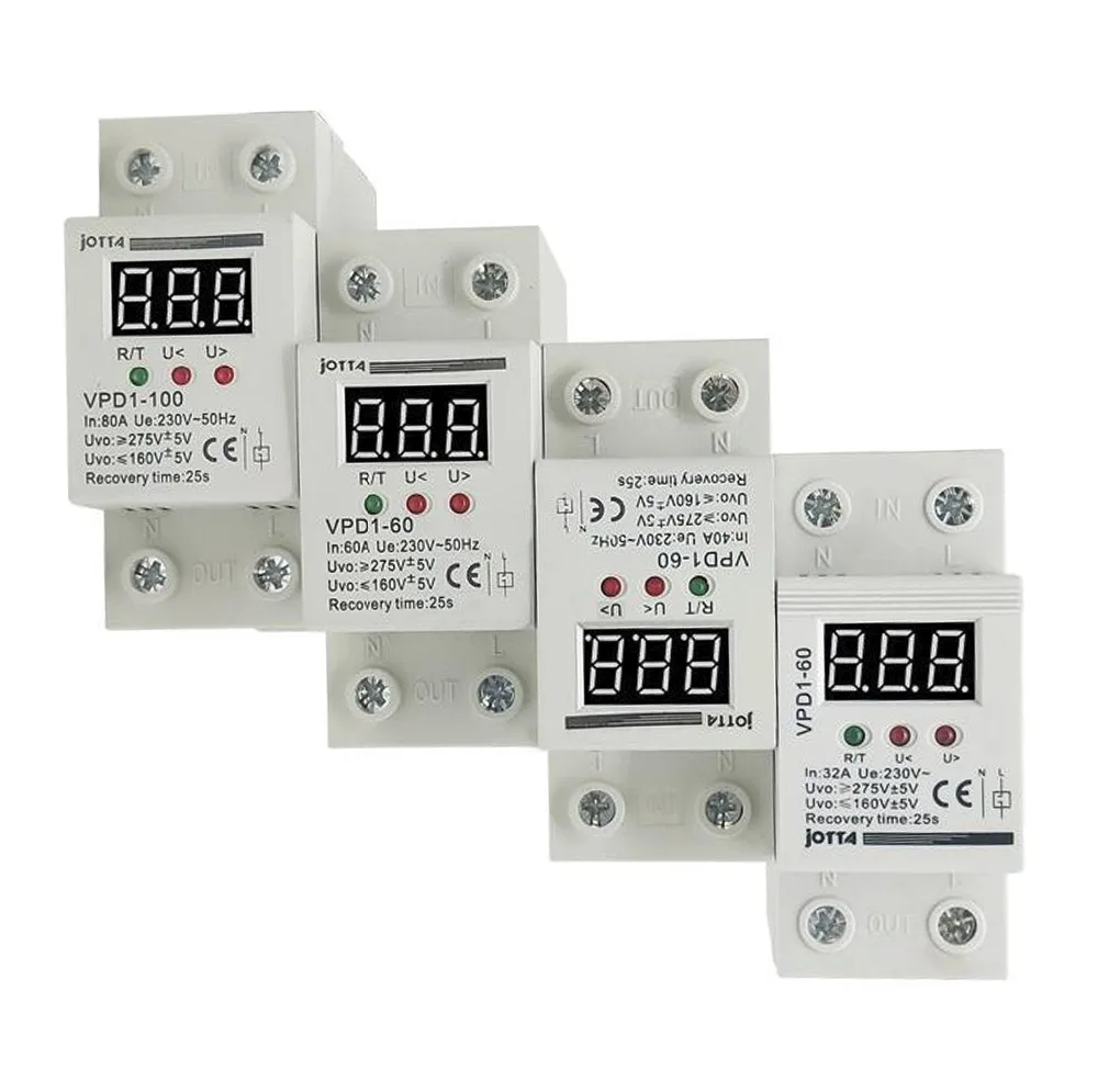32A/40A/60A/80A 220V автоматическое переподключение перенапряжения и ниже напряжения защитное устройство реле с Вольтметр напряжения монитор