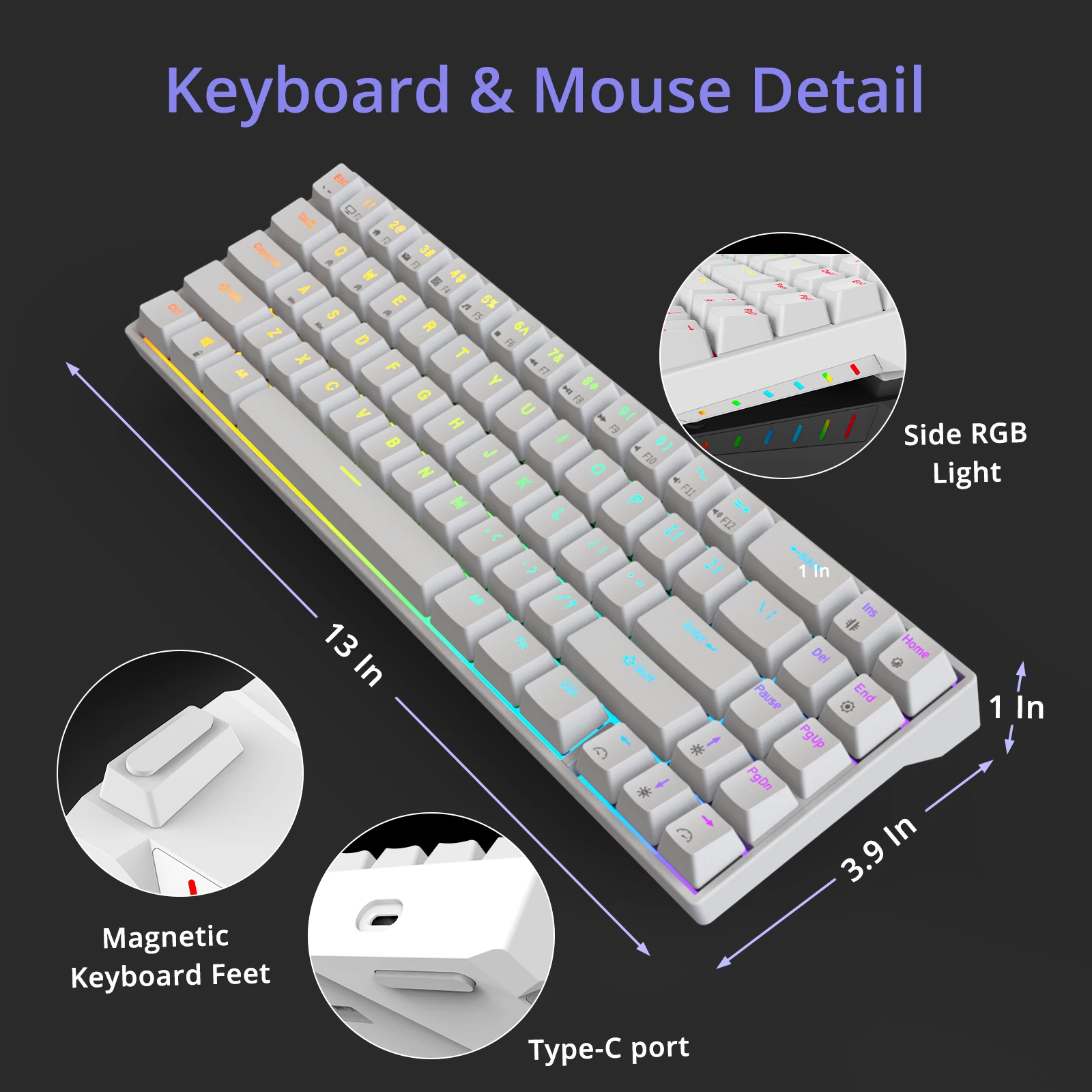 RK71 RGB 70%  Hot swappable Mechanical Keyboard, 71 Keys Bluetooth Small Portable Gaming Office Keyboard for Windows and Mac