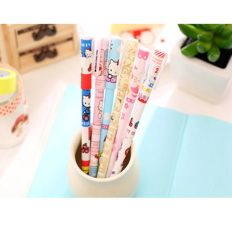 1 шт./лот Kawaii Cat мультфильм цветные гелевые ручки 0 38 мм Мода Caneta Gel для школы