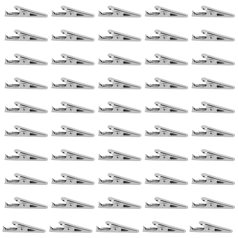 

50 Pcs Silver Tone Metal Alligator Clip Crocodile Clamps