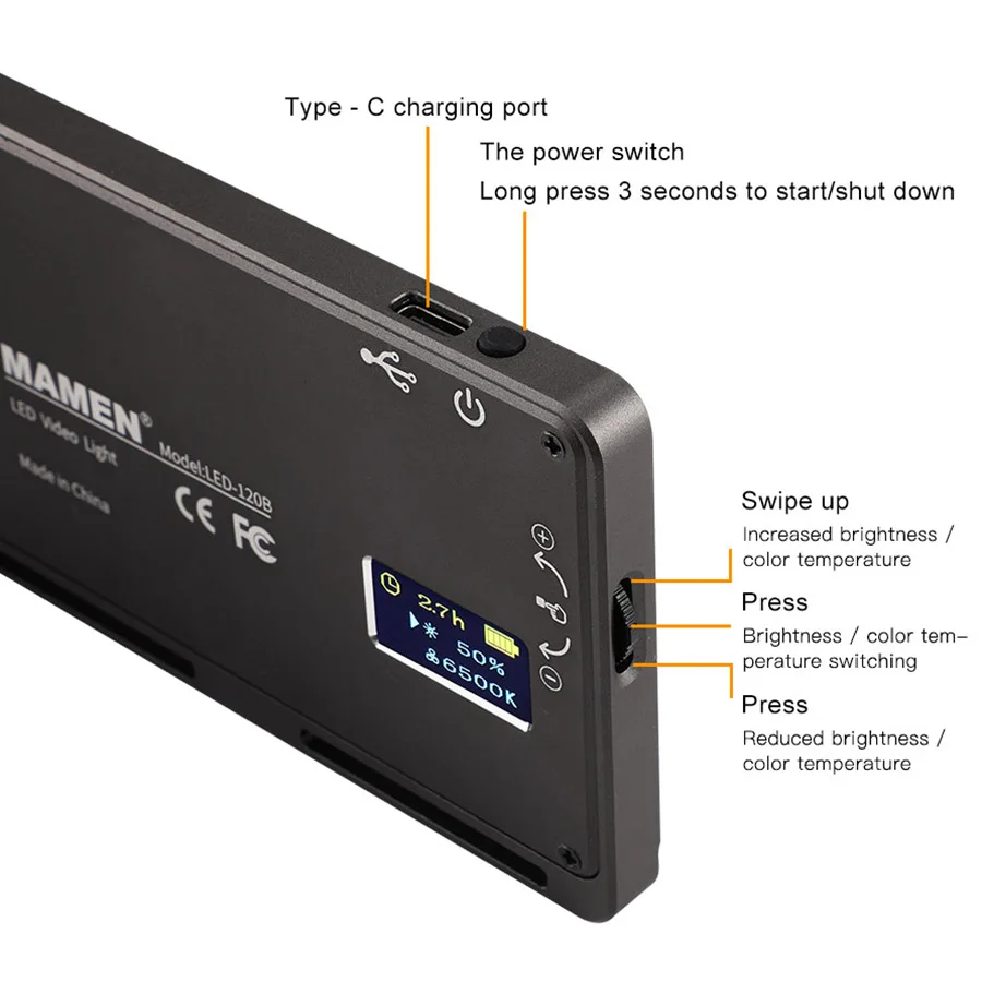 MAMEN светодиодный светильник для видео с регулируемой яркостью освещение