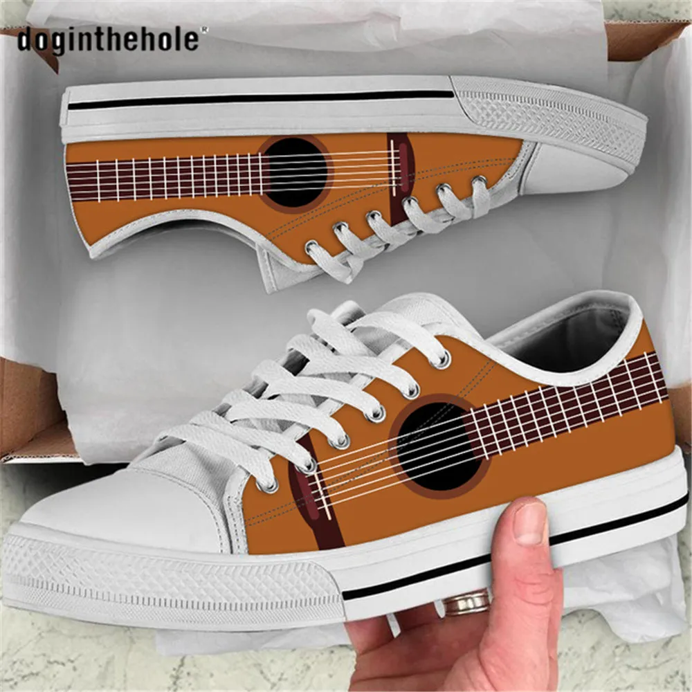 

Doginthehole 3D Guitar Design Women Canvas Shoes Casual Low top Vulcanized shoes for Ladies Girl chaussures en toile