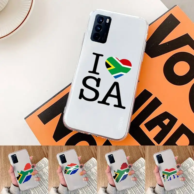 

South African flag Phone Case Transparent For oppo Realme FIND V X Q 2 3 5 7 11 50 GT Q2 PRO PLUS moible bag