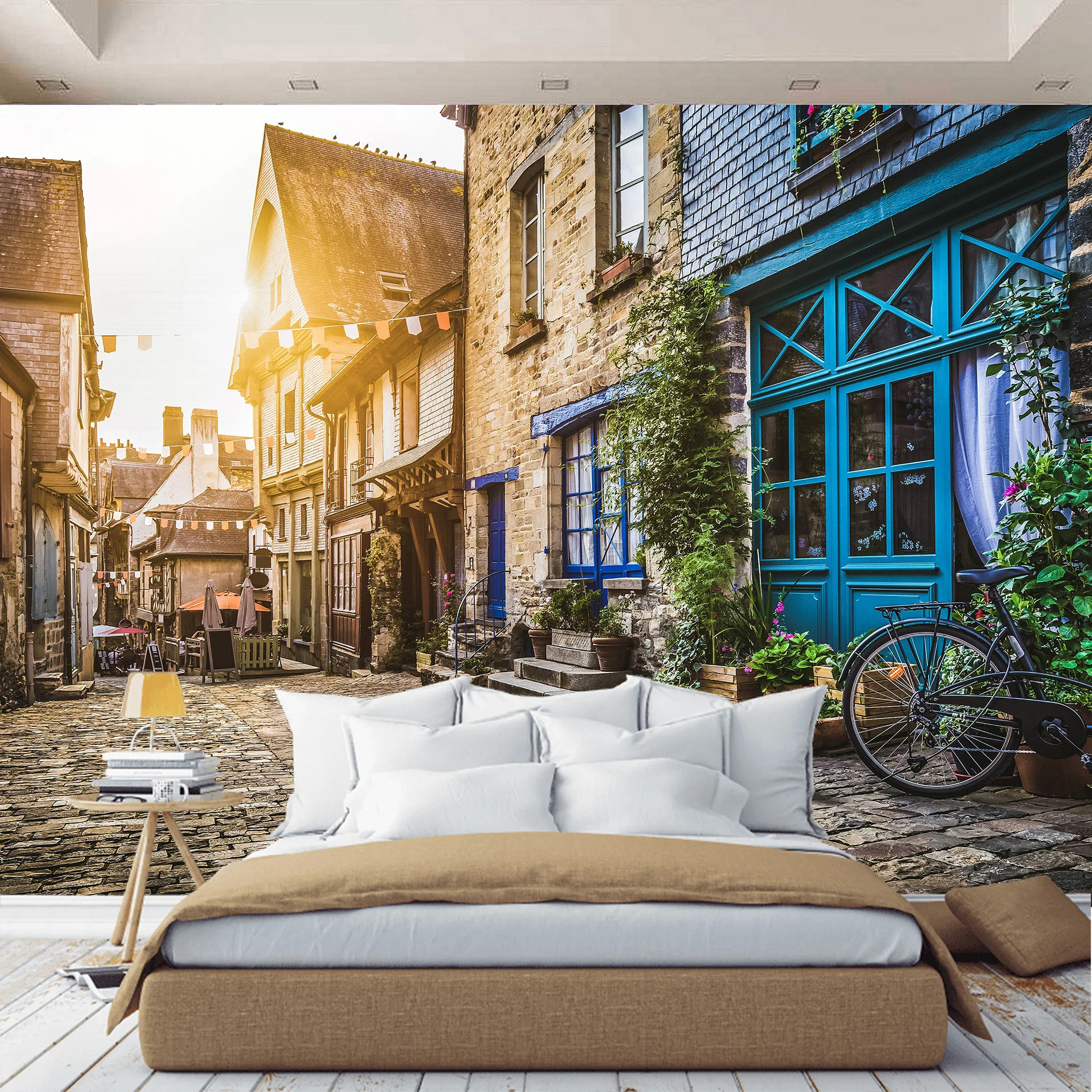 Обои фотообои 3d на стену обои флизелиновые фото стену. Атмосферные улочки тихого