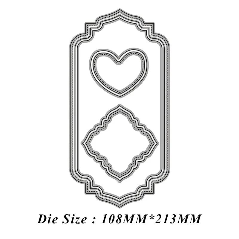 

Long Border Rectangular Heart Metal Cutting Dies Scrapbook Paper Craft Knife Mould Stencils 2021 New Making Die Cuts