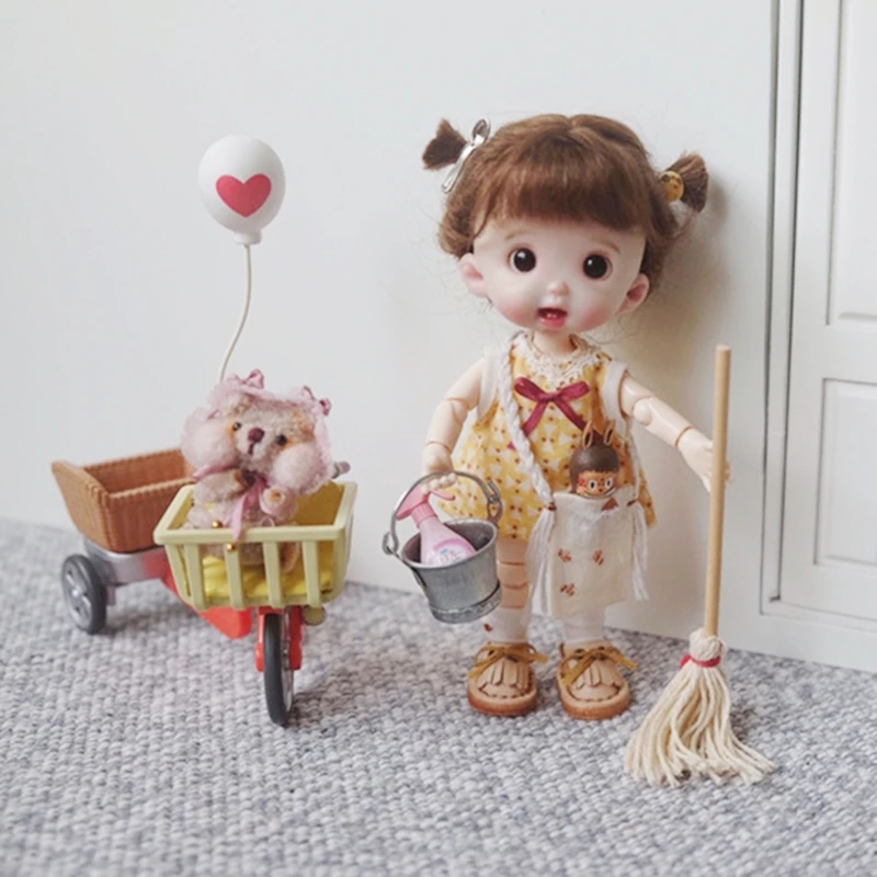 

1/12 Mini Bucket Mop Model Doll Life Scene Dollhouse Miniature Accessories Garden Kitchen Home Decoration Doll House Toy