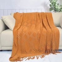 nordic knitted blanket travel blanket for sofa bed tv nap solid color knitted throw blanket with tassels air conditioner blanket