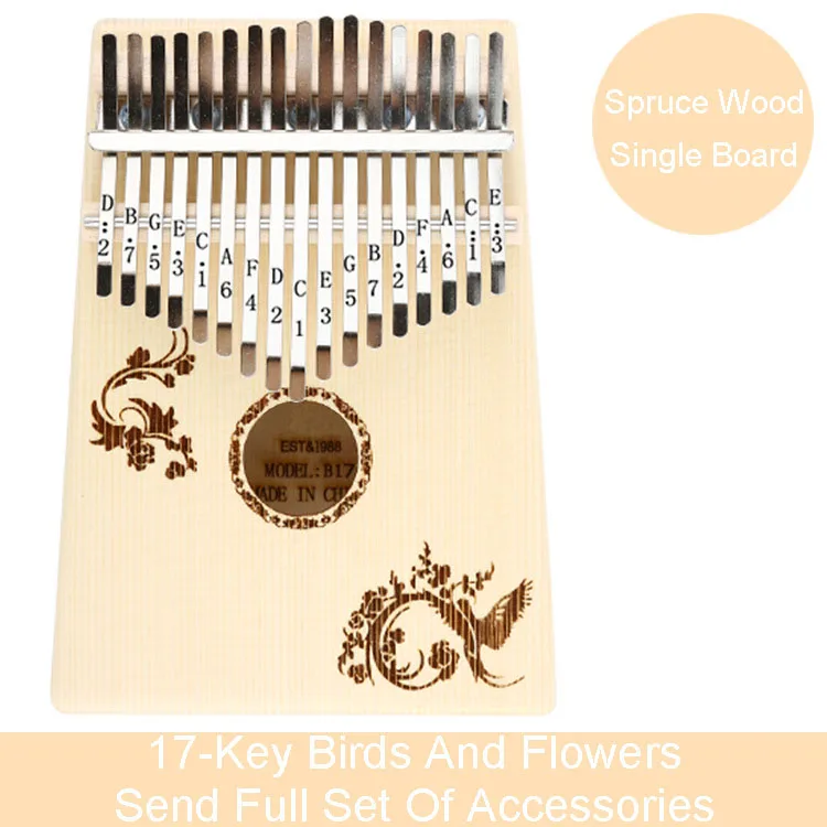 

17-Key Mahogany Finger Piano Beginner Portable Musical Instrument 8-Key Thumb Piano 10-Key Kalimba With Full Set of Accessories