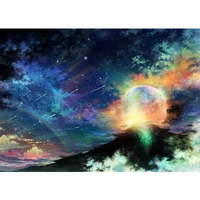 beauiful scenery full squareround diamond painting colorful sky moonshooting stars cross stitch mosaic embroidery wall decor