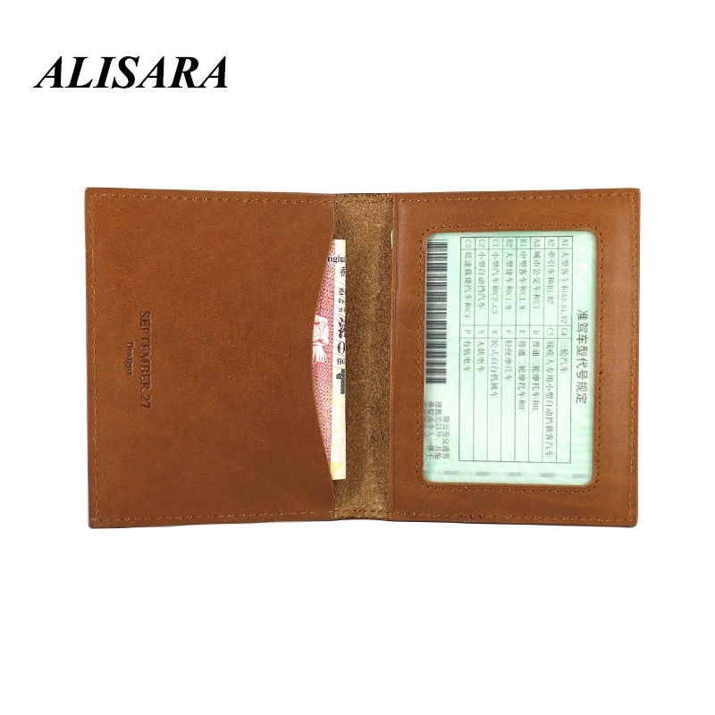 

The first layer of cowhide business card case, men's and women's leather driver's license holster, thin sports small coin purse