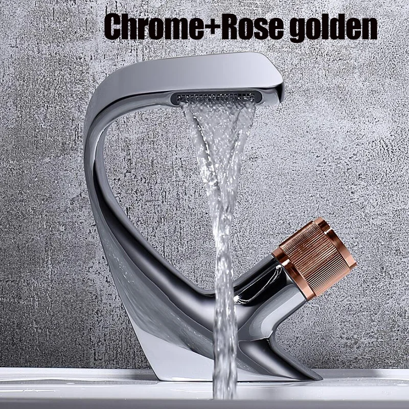 CHROME-ROSE GOLDEN Becola хром кран для раковины, кран для раковины, кран Черный Латунь горячей и холодной одной ручкой бассейна смеситель для воды Ванная комната краны для раковины кран - Цвет: CHROME-ROSE GOLDEN