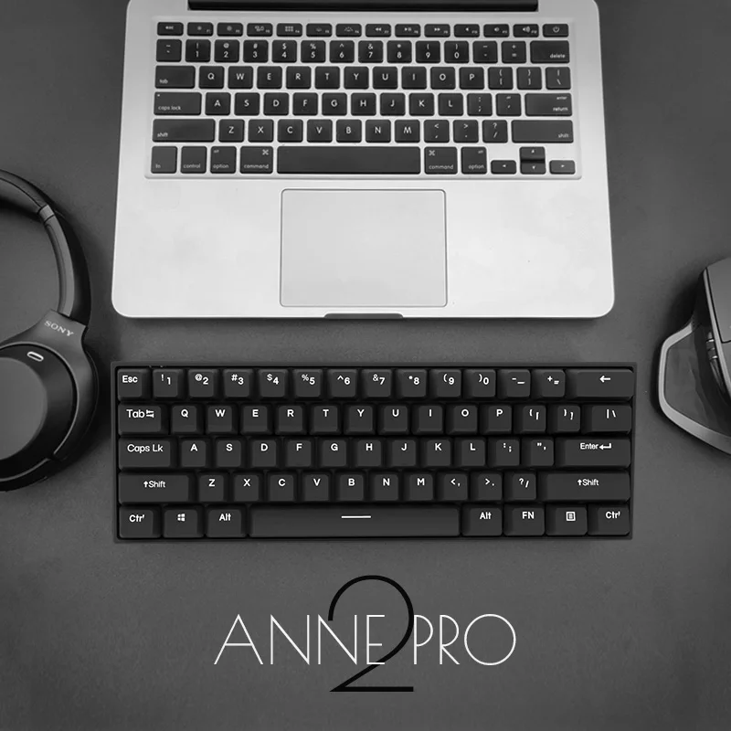 Миниатюрная портативная клавиатура Anne Pro 2 Gateron синий/коричневый переключатель 60%