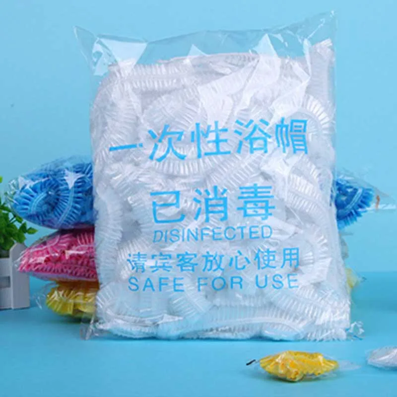 Bath Caps 100 шт Одноразовая крышка для душа пластиковая Водонепроницаемая прозрачная