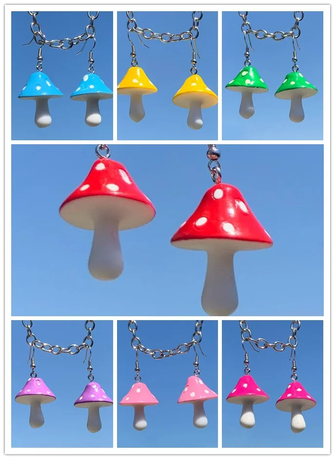 Amanita Red серьги в форме грибных гроздей новинка подарочные серьги-подвески виде