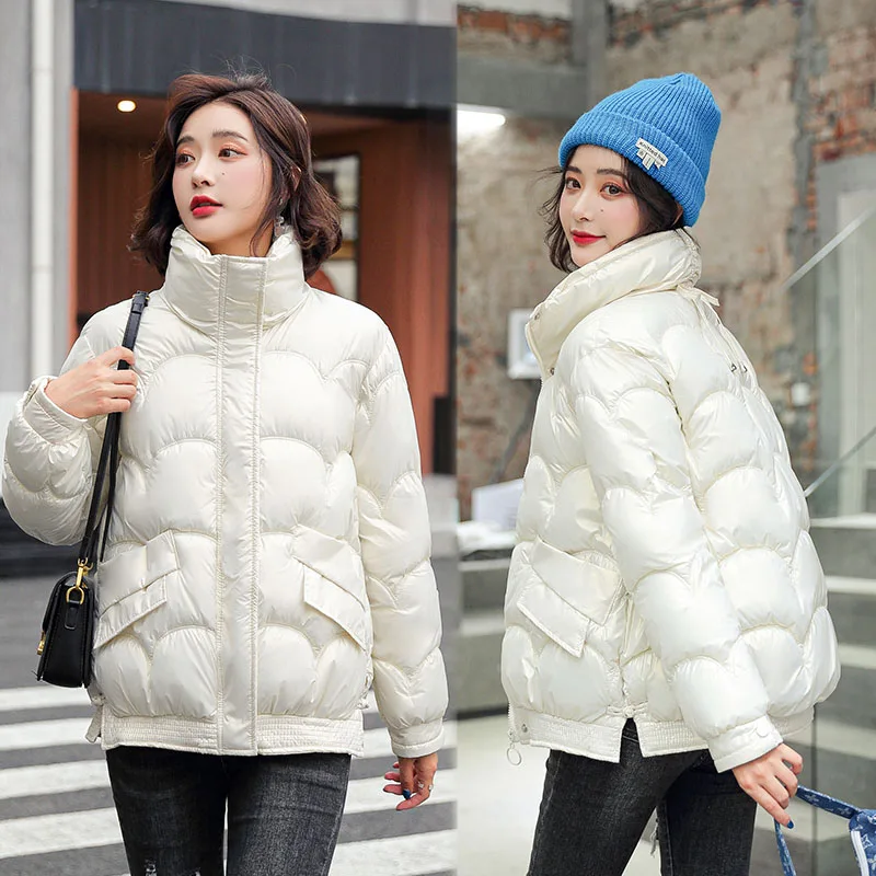 Women's Cotton-Padded Jacket 2022 New Winter Bright-Faced Cotton-Padded Jacket Students Korean Short Warm Cotton-Padded Coat