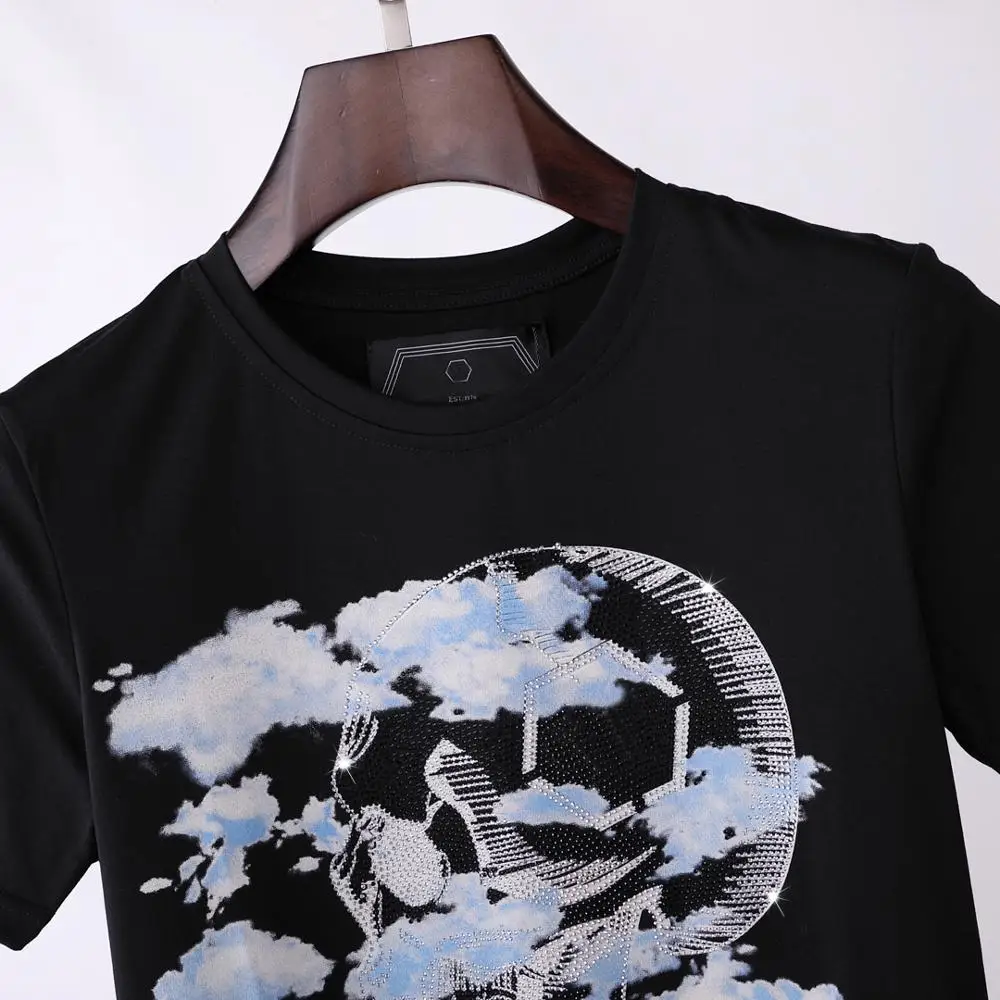 

Black Round Neck Men Short Sleeve Hip Hop Skull Plein T-shirt Fashion Top Sportswear Manica corta da uomo Hombre manga corta