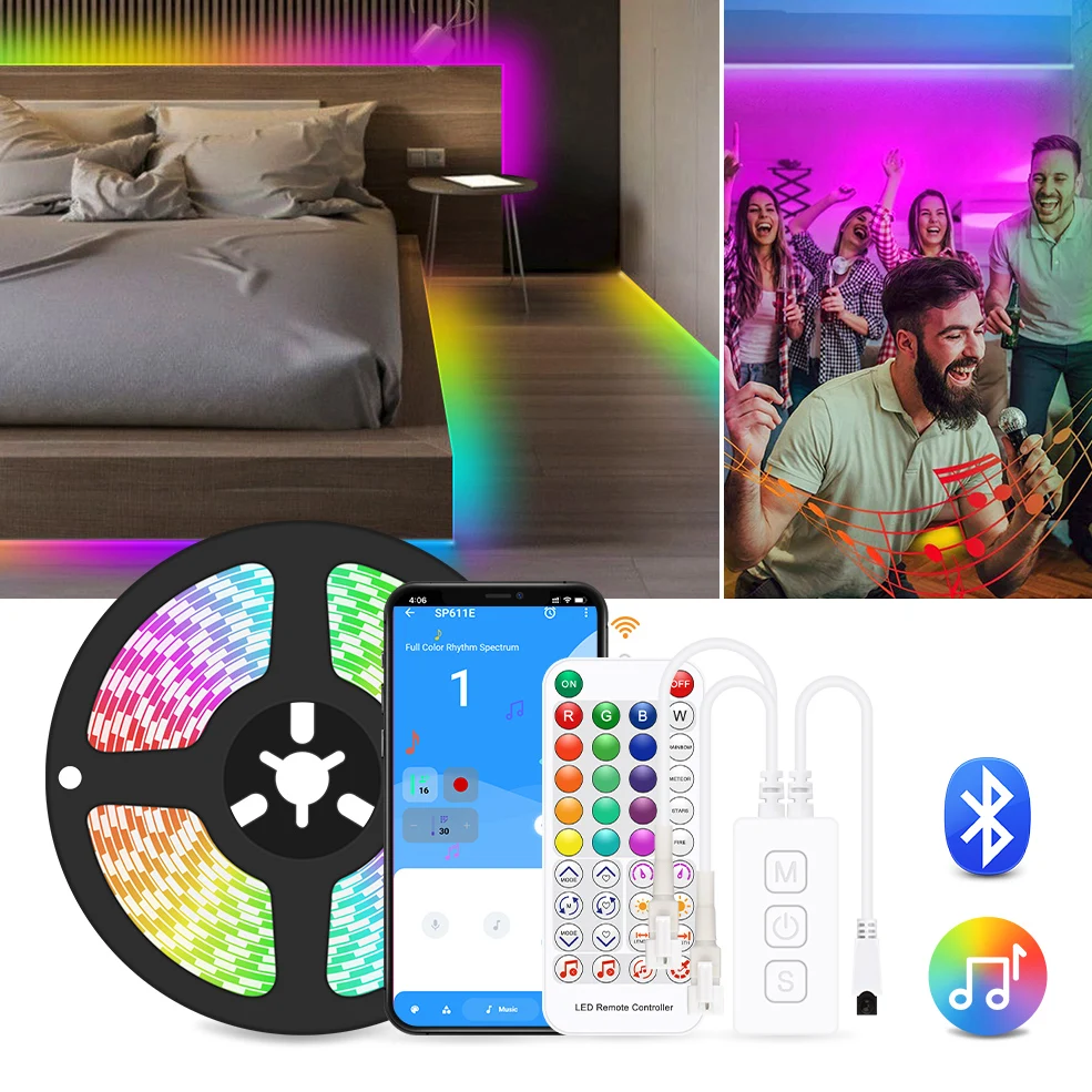 Dream цвет Светодиодные ленты светильник работы при прослушивании музыки по Bluetooth