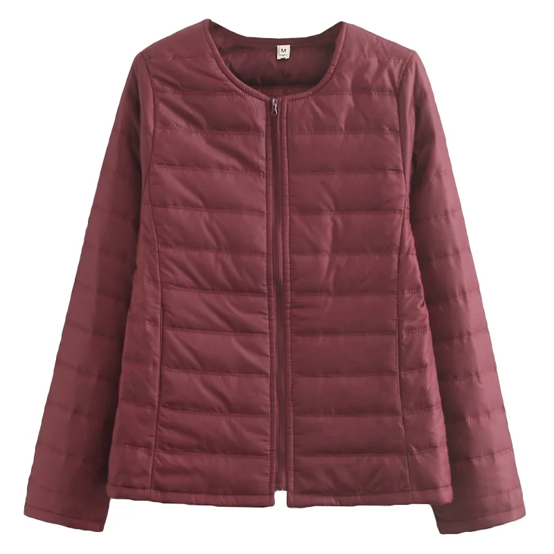 

NewBang Brand Plus Size Lightweight Cotton Coat Women Winter Warm Liner Collarless Coat With Zipper Female Slim Jackets