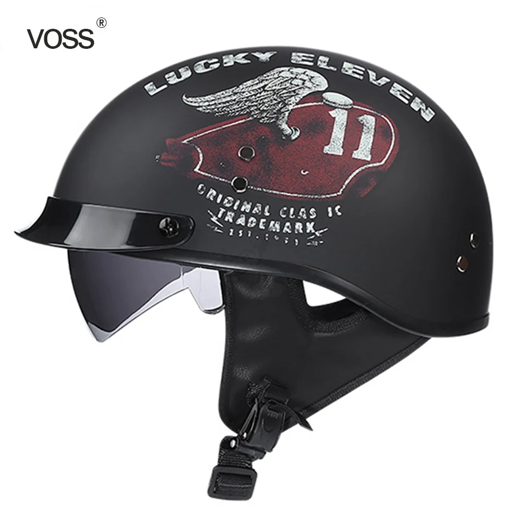 

Мужской мотоциклетный шлем Voss, винтажный мотоциклетный шлем, Casco Moto, Летний дышащий полулицевой шлем с сертификацией в горошек