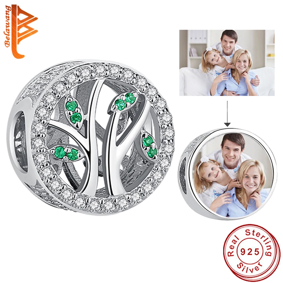 925 Стерлинговое серебро зеленый блестящий фианит семейное дерево на заказ фото