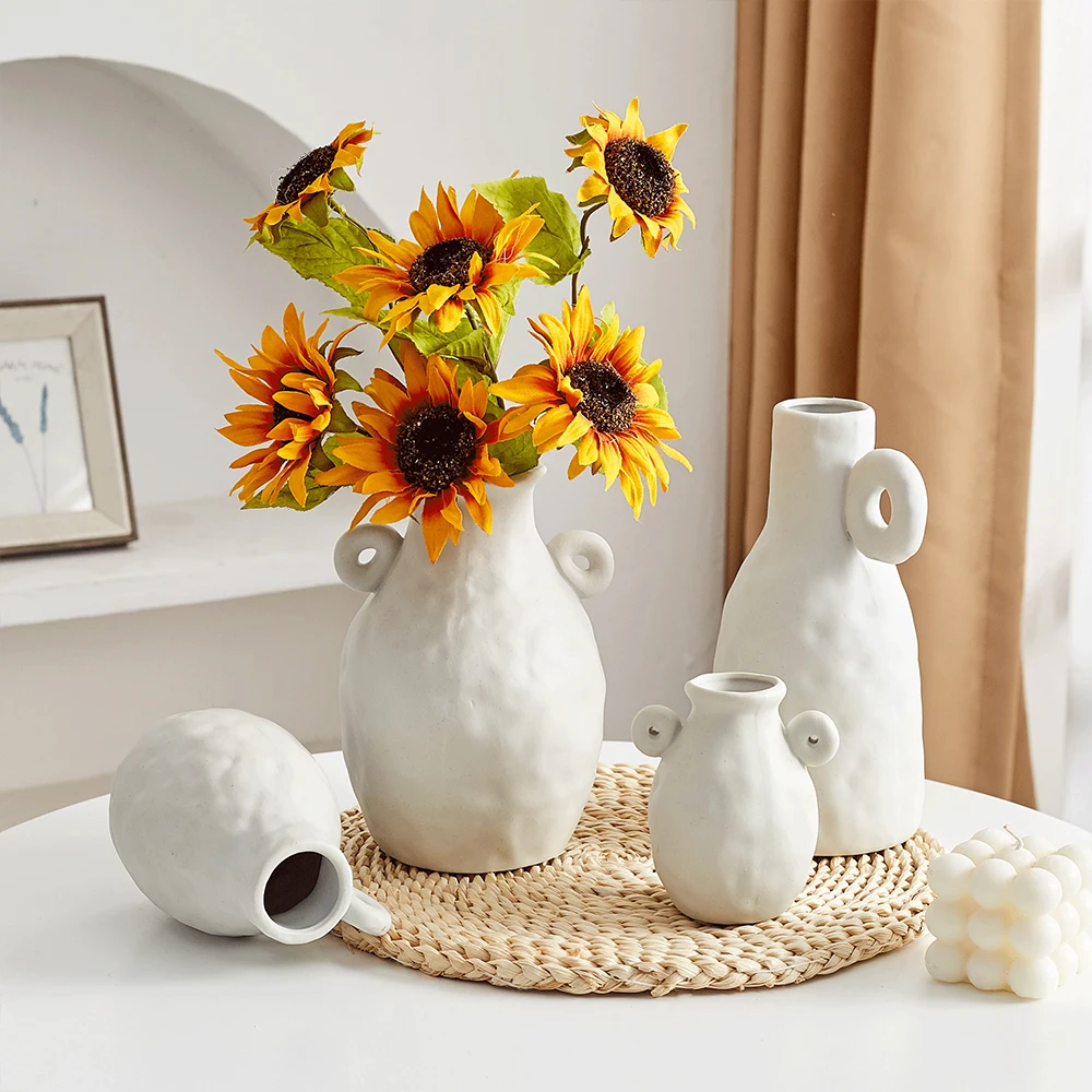 

Nordic Decoration Home White Ceramic Vase Living Room Decoration Modern Decoration Plant Vase Desk Decorative Accessories Gift