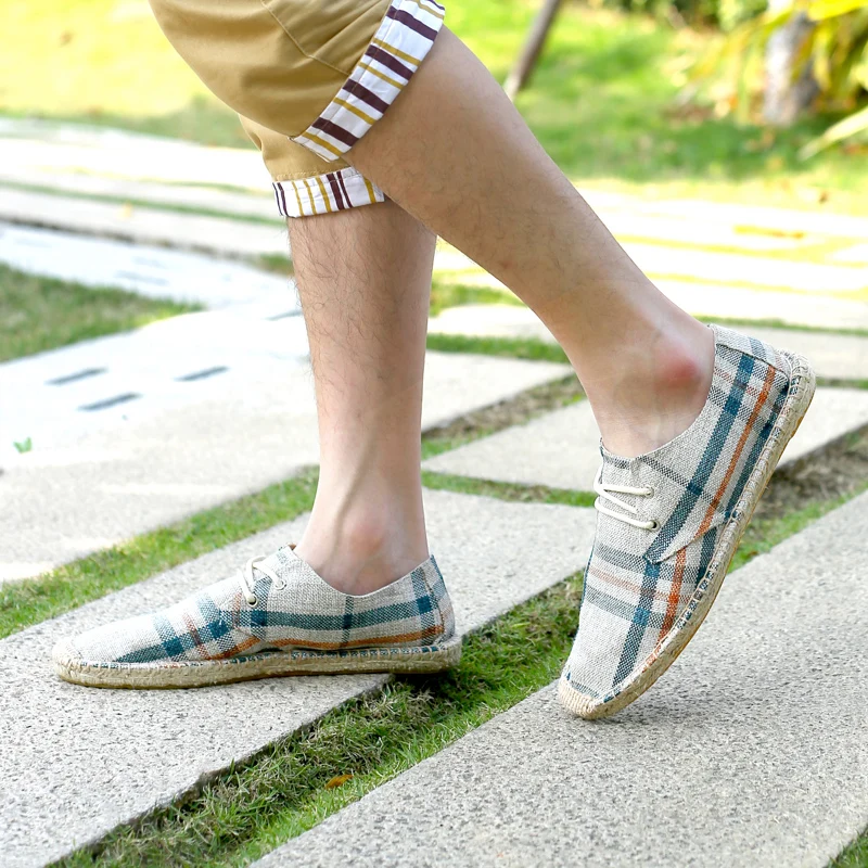 WOLF WHO Men Shoes Slip On Espadrilles 2021 Summer Canvas Hemp Rope Breathable Men's Footwear Zapatos Hombre W-024 | Обувь