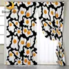 BlessLiving Fried Eggs Blackout Curtain Black White Yellow Bedroom Curtain Funny 3d Window Curtain 1pc Cartoon Kids Cortinas 1