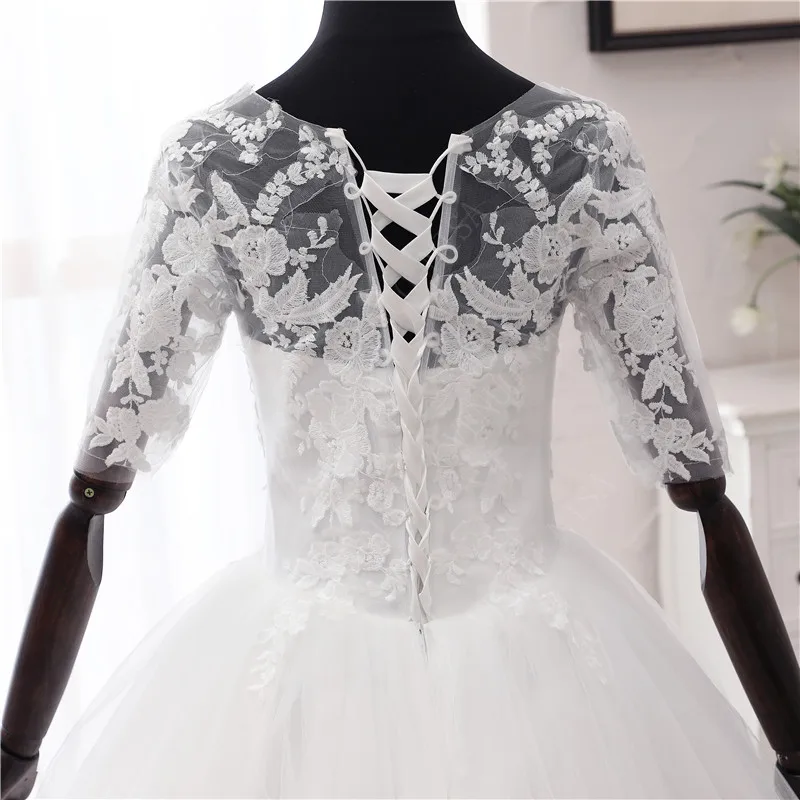 Простое нежное Милое Свадебное Платье платье невесты с аппликацией и круглым