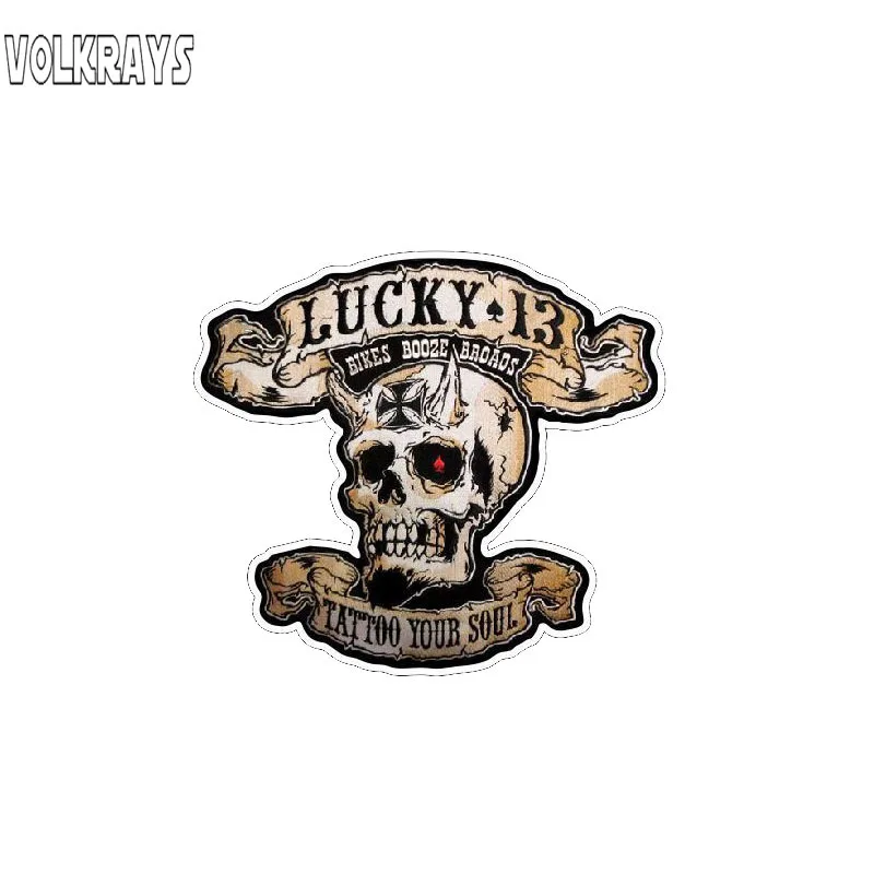 Volkrays креативные автомобильные стикеры Lucky 13 искусственная татуировка с черепом