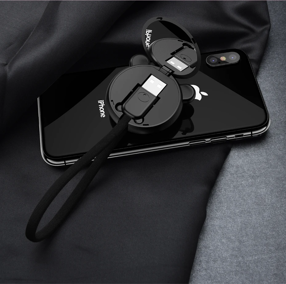 PADCOVER медведь дизайн с зеркалом мини короткий Micro USB зарядный кабель для iPhone |