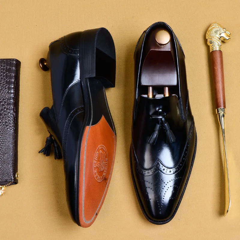 Great2020 ручной работы высококачественные мужские туфли высокого класса Брок в