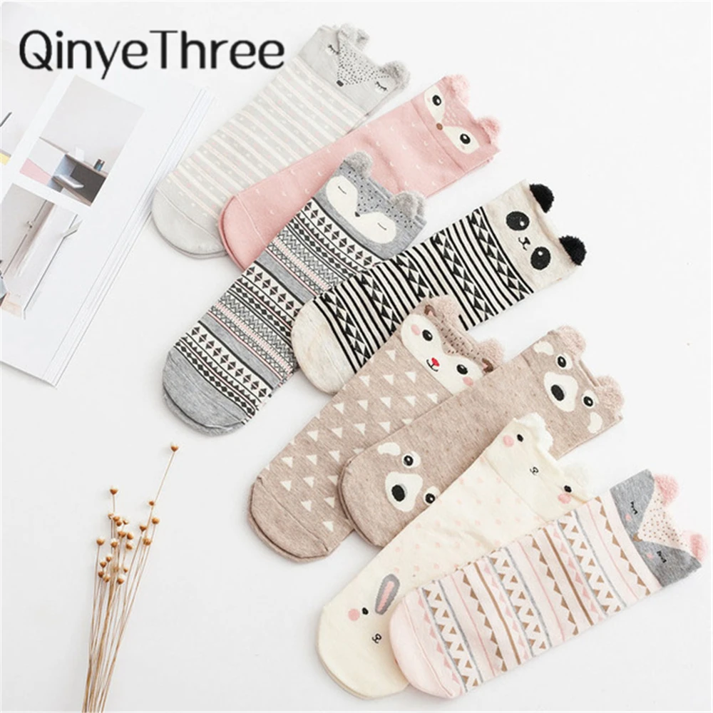 Носки в стиле Харадзюку с милыми маленькими ушками мультяшных животных 2019 |