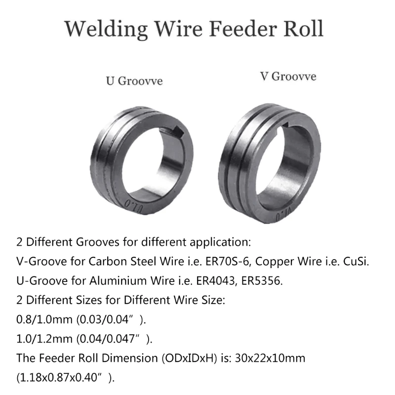 

1Pc Repacement Wire Feeder Roll V U Knurl Groove 30x22x10mm for 0.8 1.0 1.2mm Steel Aluminum Flux Cord Welding Wire MIG Welding