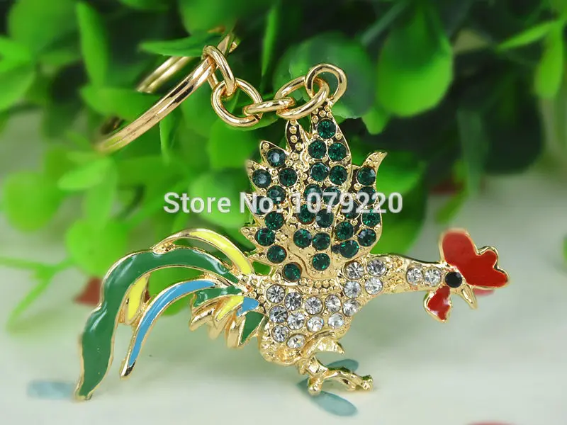 Любовь петух автомобиля брелок милые Стразы Кристалл Подвеска в виде ключа сумка