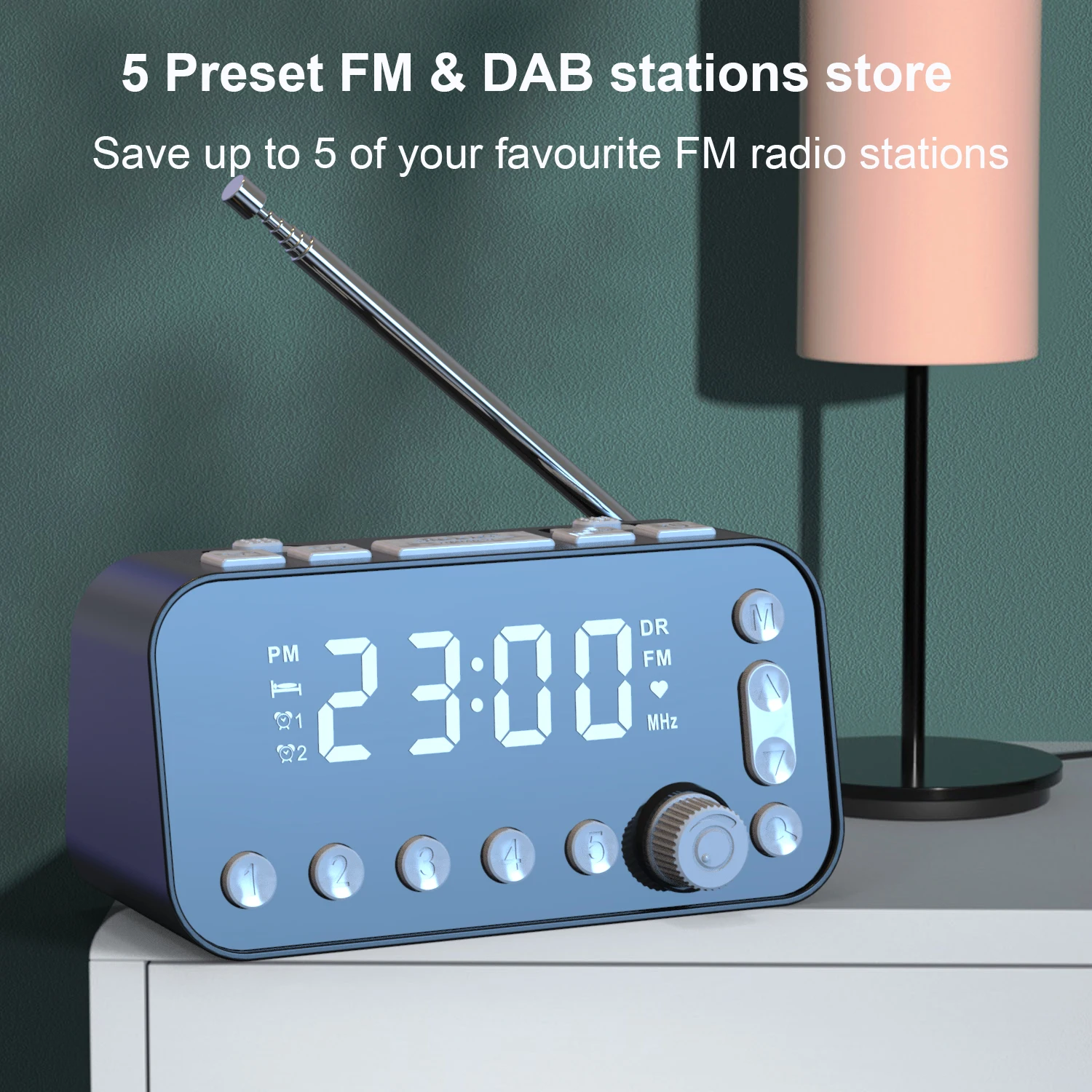 

Professional FM Radio Receiver Alarm Clock Radio DAB 170-240MHz FM Radio 87.5-108MHz with Broadcast Strength Signal U Disk Play