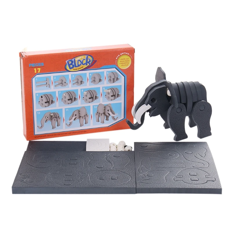 

3D Animal Assembly Elephant Model Jigsaw Puzzle Educational Kids Children Toy