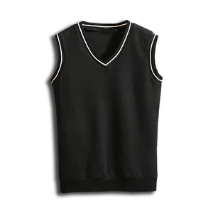 Свитер мужской, 100% хлопок, однотонный, с треугольным вырезом, Повседневный, мужской свитер, жилет, вязаный, без рукавов, Рождественский, M-3XL