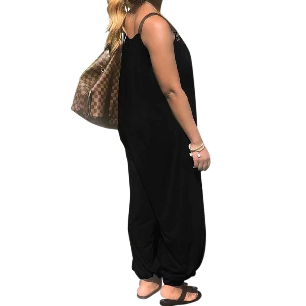 

Summer Solid Color Loose Casual Jumpsuit Fashion Bow Strap Suspender Popular Women's Overall