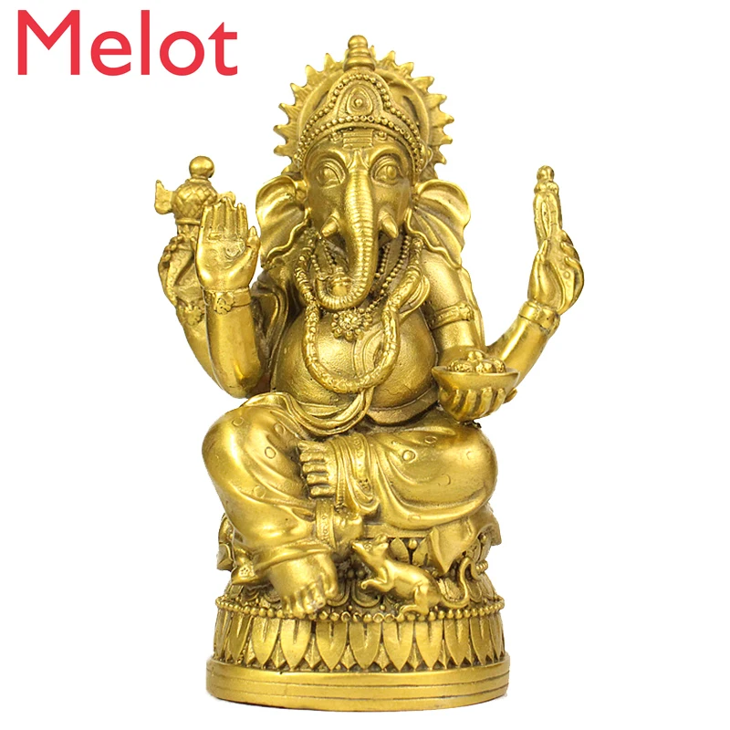

Латунная статуя из чистой меди, Тайланд, слон, Бог богатства, статуя, украшение, индийская статуя-хранитель, украшение