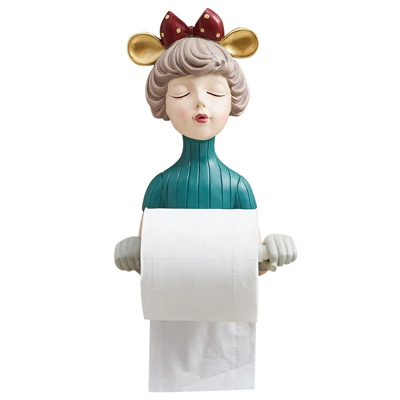 

Toilet Paper Holder Tissue Rack Wall Mounted Bathroom Kitchen Roll Holder Paper Tissue Rack Hook Bubble Girl