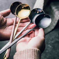 high grade stainless steel long handled round spoon household small soup spoon seasoning spoon restaurant coffee spoon