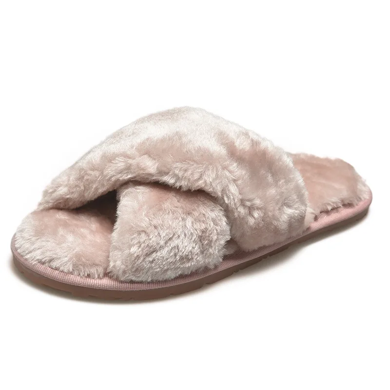 

Winter Fur Slipper Women Plush Slip on Cotton-padded Shoes Women Comfort Casual Shoes Ladies Zapatillas Mujer Warm Flat Shoes