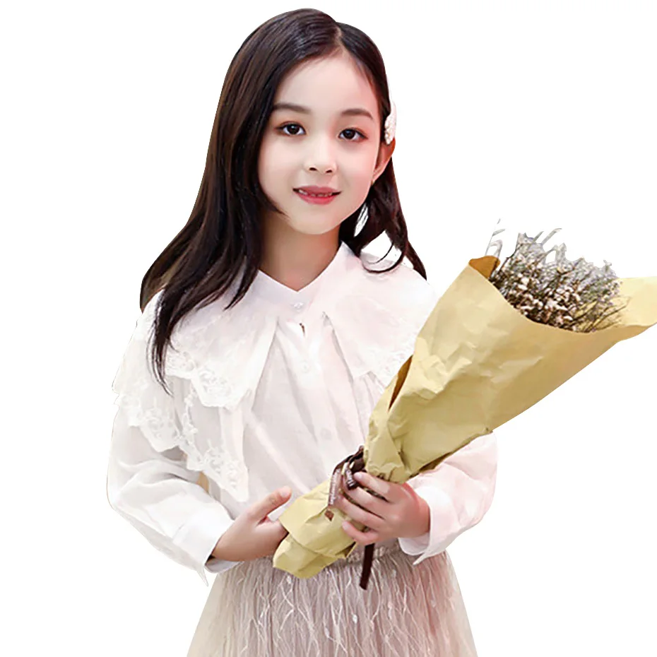 Блузка для девочек школьная рубашка с длинным рукавом 6 8 12 лет Детский костюм