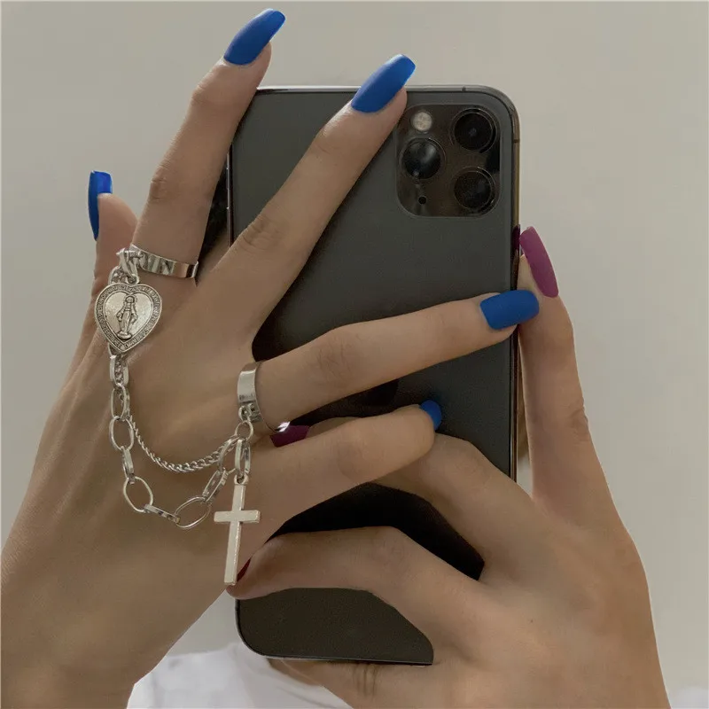 

Punk Metal Geometry Circular Punk Rings Set Opening Index Finger Accessories Buckle Joint Tail Ring for Women Fashion Jewelry