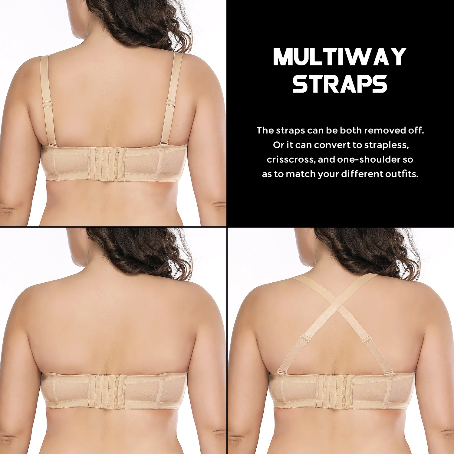 Wingslove Strapless Bra for Big Breasts Push Up Women Lingerie Party Wedding Everyday Plus Size Solid Bralette