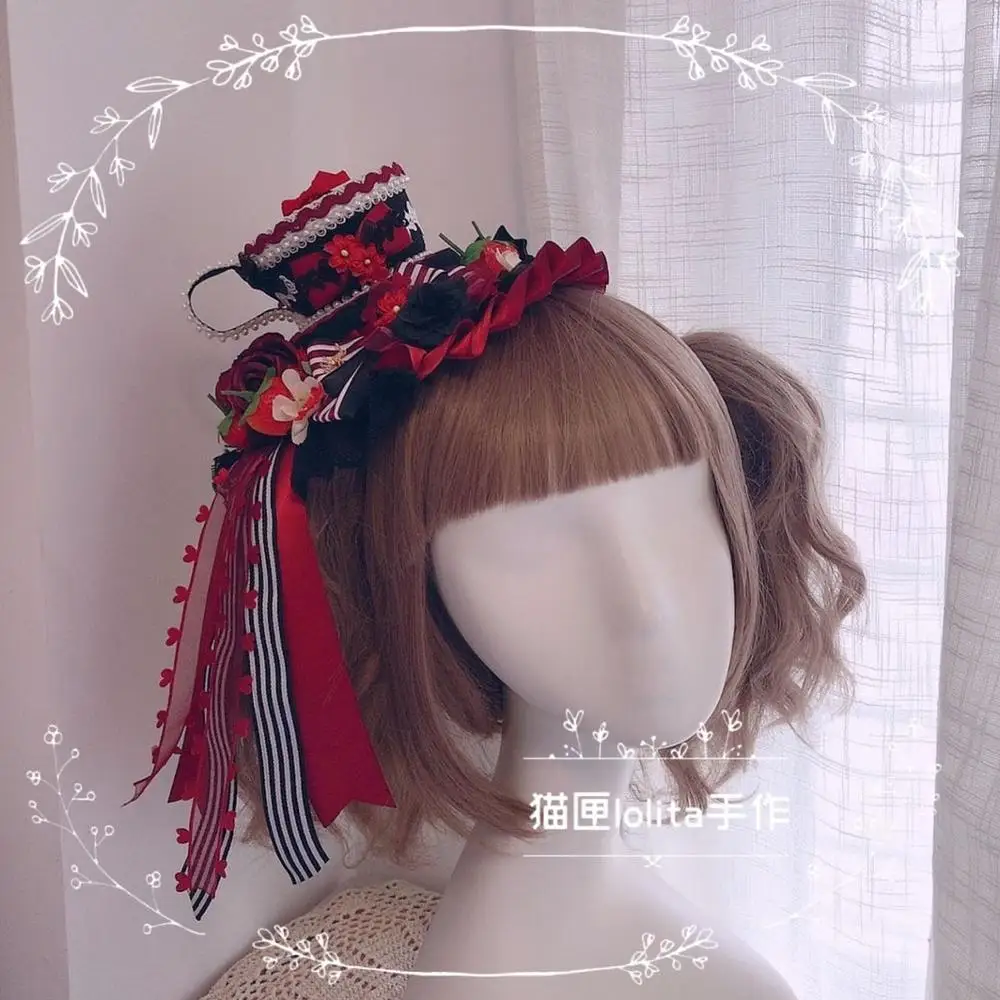 Головной убор ручной работы в стиле &quotЛолита&quot кружевная шляпа с цветами